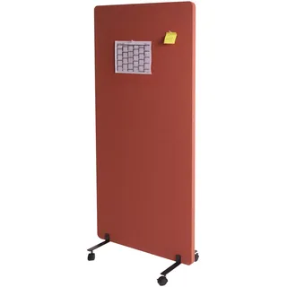 Akustik-Trennwand HWC-G77, Büro-Sichtschutz Raumteiler Pinnwand, doppelwandig rollbar Stoff/Textil - 167x80cm braun