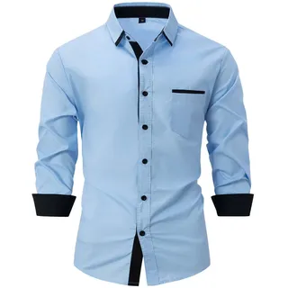 Bügelfreie Hemden für Männer und Erwachsene, formelle Hemden für Arbeit, Hochzeit, Büro, Langarm-T-Shirt, Smoking-T-Shirt mit Reversknöpfen, lässig, formell, klassisches Arbeitshemd für Herren