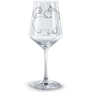 Mr. & Mrs. Panda Rotweinglas Einhorn Stolzieren - Transparent - Geschenk, Rotweinglas, bunt, Weing, Premium Glas, Feine Lasergravur
