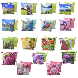 Marabellas Shop Sitzkissen Dekokissen 45x45cm Stuhlkissen wasserabweisend 17 Sommer-Motive, Outdoor bunt