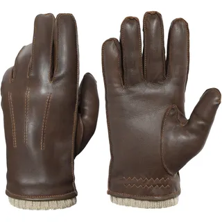 Lederhandschuhe PEARLWOOD "Wilson" Gr. 9, braun (brandy) Damen Handschuhe Fingerhandschuhe Vintage Optik durch Waxfinish