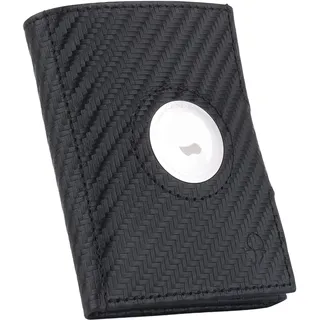 DONBOLSO Wallet Air - Slim Wallet mit Apple AirTag Fach - Hochwertiges Kreditkartenetui aus Echtleder - Mini Portemonnaie Herren - Geldbörse mit Münzfach - Carbon