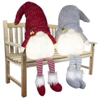 Christmas Paradise sitzender leuchtender Weihnachts-Wichtel 30cm (70cm) im 2er Set Kantenhocker Gnom mit LED