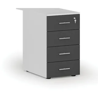 Büro-Schubladencontainer PRIMO WHITE, 4 Schubladen, weiß/Graphit