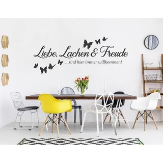 tjapalo® pkm497 wandtattoo Liebe lachen und Freunde sind hier immer willkommen Wandtattoo Freunde spruch Wandtattoo wohnzimmer sprüche Wandsticker Flur, Farbe: braun (kaffee), Größe: B58xH23cm