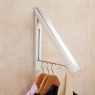 Zusammenklappbarer Kleiderständer Aus Aluminium Mit Wandhaken Für Balkon Und Badezimmer, Platzsparender Wäschetrockner Zum Aufhängen Von Wäsche Und Handtüchern