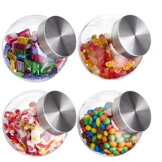 Relaxdays Bonbongläser, 4er Set, 1,5 l, 4 St.