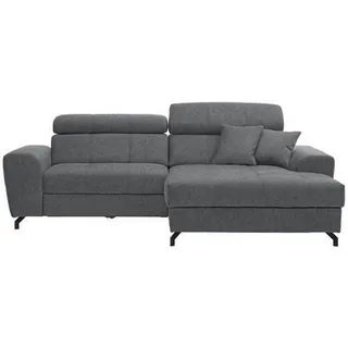 Carryhome Ecksofa, Grau, Textil, 3-Sitzer, Füllung: Schaumstoff, Ottomane rechts, L-Form, 267x181 cm, Stoffauswahl, Liegefunktion, seitenverkehrt erhältlich, Rücken echt, Wohnzimmer, Sofas & Couches, Wohnlandschaften, Ecksofas