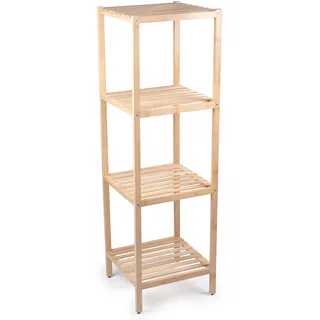 Alpina Badregal mit 4 Ablagen aus ökologisch Bamboe für Handtücher Shampoo und Schlafzimmer - 32 X 33 X 108,5 cm - für und Toilettenartikel - Holzregal