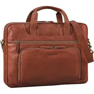 STILORD 'Cyrus' Vintage Laptoptasche 17 Zoll Leder Herren Groß Business-Tasche Echtleder Umhängetasche für Laptop 17,3 Zoll Arbeit Business Reise, Farbe:maraska - braun - XL