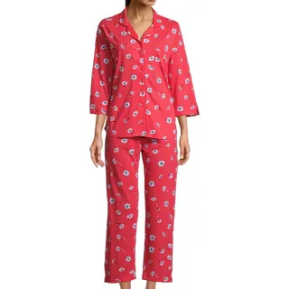 HAJO Premium Cotton Pyjama Floral Rot 44/46