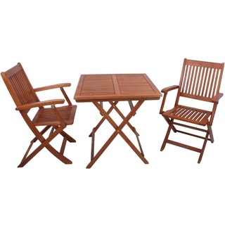 3 teilig Balkon Set Eukalyptus Holz geölt Tisch 2 Stühle Outdoor Garten Terrasse