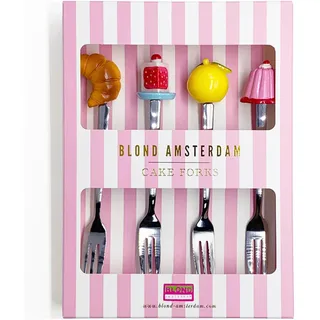 Blond Amsterdam 4er-Set Kuchengabel Even Bijkletsen | Metall & Keramik, Even Bijkletsen Kollektion, High Tea Zubehör, Handwäsche empfohlen