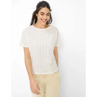 Brax Kurzarmshirt BRAX "Style CAELEN S", Damen, Gr. 48, weiß (hellbeige), 100% Baumwolle, Rundhals, Shirts