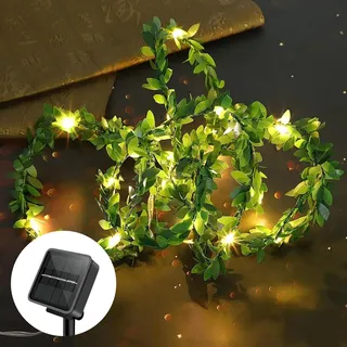 himmel Solar Lichterkette Aussen,Solar Lichterkette 100LED 10M/32Ft 8 Modii,Wasserdicht Solarlichterkette,Lichterkette Außen für Hochzeit, Zaun, gartendeko für draußen (Buchs-Girlande, 10M)