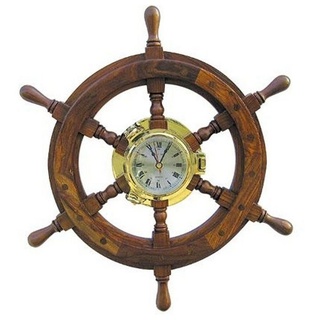Linoows Uhr Wanduhr, Bullaugen Uhr im Steuerrad 45 cm bunt|goldfarben