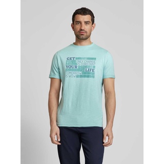 T-Shirt mit Statement-Print, Blau, XXL