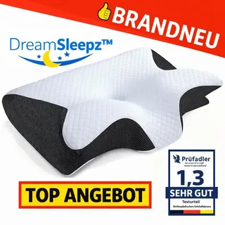 DreamSleepzTM Orthopädisches Schlafkissen Memory Foam Kopfkissen soft ergonomisch: HellGrau - Schwarz
