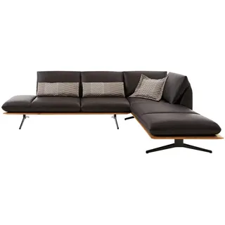 Dieter Knoll Ecksofa, Braun, Holz, Echtleder, Anilinleder, Wildeiche, massiv, 4-Sitzer, Eckteil, L-Form, 282x205 cm, Typenauswahl, Lederauswahl, Stoffauswahl, planbar, seitenverkehrt erhältlich, Hocker Rücken echt, individuell planbar, Wohnzimmer, Sofas & Couches, Wohnlandschaften, Ecksofas