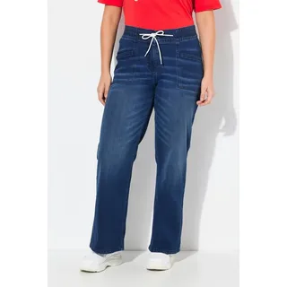 Ulla Popken Regular-fit-Jeans Jeans Mary weites ausgestelltes Bein Elastikbund blau 25