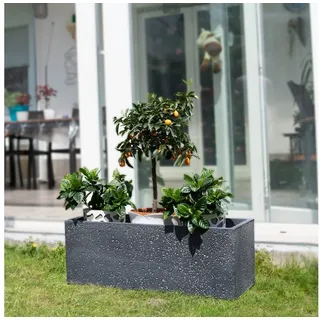 Köhko Pflanzkübel KÖHKO® Blumenkübel aus Fieberglas neuartiges Stein Pflanzkübel Trog grau 65 cm x 22 cm x 22 cm