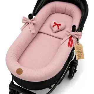 Totsy Baby Kinderwagen-Bezug Stubenwagen Umrandung Musselin Nestchen Set 3tlg Kissen Einlage Baby rosa