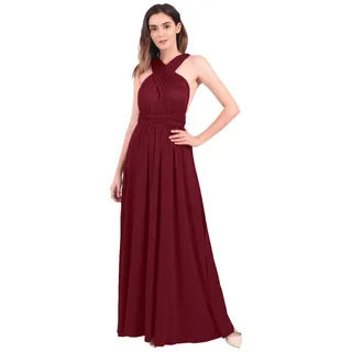 FYMNSI Damen Multiway Lange Abendkleid Hochzeit Brautjungfernkleid Bodenlang Partykleid Cocktailkleid Cabrio Wickelkleid V-Ausschnitt Festlich Kleid Rückenfrei Neckholder Maxikleid Sommer Strandkleid - XL