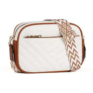 TAN.TOMI Umhängetasche Damen Handy Schultertasche Gestepptes Design Crossbody Bag, Crossbody Bag für Damen mit Verstellbarem Breiter Gurt braun