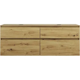 Burgbad Lin20 Waschtischunterschrank inklusive Konsolenplatte, 2 Beckenausschnitte, 4 Auszüge, 1602x487x611mm, SGIH160F5353, Farbe: Eiche Dekor Urban