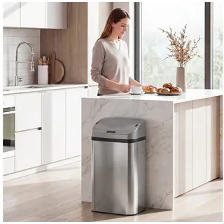 Homcom Mülleimer mit Sensor 48 l Silber