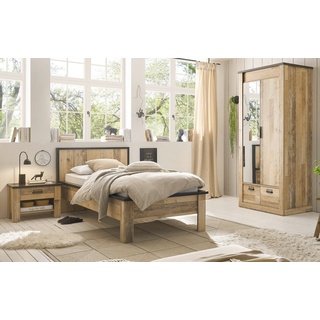 Furn.Design Komplettschlafzimmer Stove, (in Used Wood, Komplett-Set mit Einzelbett 90x200 cm), Soft-Close-Funktion