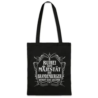 Urban Backwoods Beuteltasche Seine Majestät Der Brandenburger Stofftasche Cottbus Berlin DDR Fun (1-tlg), Ossi Krone Ostalgie Geschenk schwarz