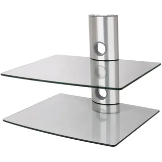 NEG Suspender 502S HiFi-Regal Wandregal, Silber, 2 Glas-Ablagen
