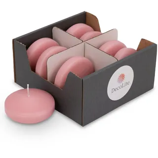 DecoLite Maxi Schwimmkerzen Ø 8 cm, 8h Brenndauer, 8er Set, Antikrosa | RAL-geprüft für sauberen Abbrand, Floating Candles ohne Duft mit weißem Kern, für Pool, Teich & Tischdeko