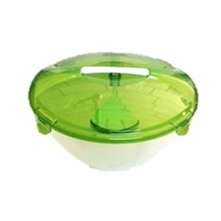 Große Salatschüssel Salat Schüssel Farbe klar Deckel grün mit Besteck Deckel von Conny Clever®