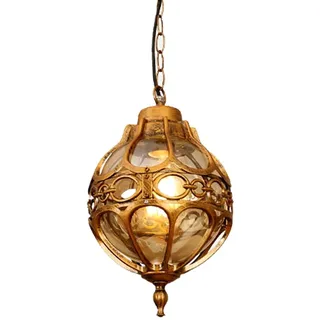 Mengjay industrielle Aluminium-Kronleuchter, Deckenleuchte im Freien, wasserdicht Kronleuchter E27, ländliche Metallkrone, retrotdach, Veranda, Flur, Balkon, Terrasse (Gold)