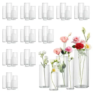 Glasvase Zylinder - Dekoration für Blumen - Hochwertig - 60 cm Hoch - Zeitlos Elegant - Transparent