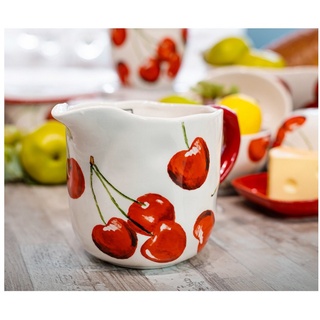 Neuetischkultur Karaffe Milchkrug aus Keramik 900 ml Cherry, (Stück, 1-tlg., 1 Krug), Kanne Serviergeschirr rot