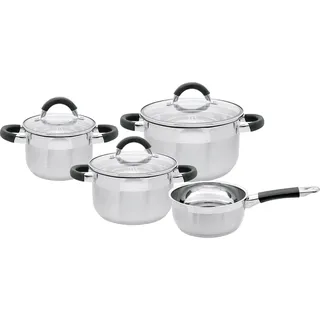 ELO Topfset Basic Black Steam 4tlg, Pfanne + Kochtopf, Silber