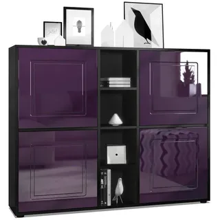 Möbelhandel Klipenstein Highboard NOAH V3, Kommode Schrank Landhaus, Korpus Schwarz matt