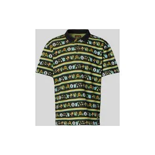 Poloshirt mit kurzer Knopfleiste und Label-Detail, Black, M