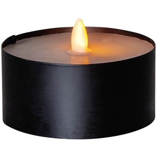 STAR TRADING LED-Kerze Torch Candle, LED Teelicht XXL für Außen 18 LEDs gelb Eisen schwarz Wachs weiß schwarz
