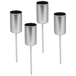 Spetebo Kerzenhalter Kerzenpick für Stabkerzen - 4er Set - silber (Set, 4 St., 4er Set), Kerzenhalter für Stabkerzen silberfarben