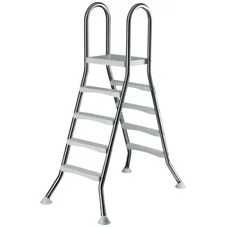 Poolleiter KWAD "Edelstahlleiter 4+4 120cm V2A- DA 43mm", silber (silberfarben), B:54,9cm H:192,8cm, Edelstahl, Leitern, 120 cm Höhe