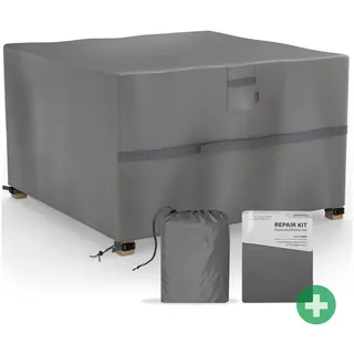 Sanzaro Abdeckung Gartenmöbel Winterfest - 600D Oxford mit RipStop-Technologie, Schwerlast 320g, Reißfest & UV-Beständig, Schutzhülle für Gartentisch Sitzgruppe Balkonmöbel - Schwarz
