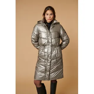 Zabaione Steppmantel "Jacket Fa44ncy", Damen, Gr. L, silber (platin), Web, Obermaterial: 100% Polyester, glänzend, unifarben, kniefrei, Rippbündchen, Mäntel Steppmantel, im Glanz-Look
