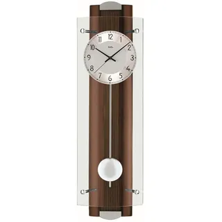 Pendeluhr AMS Wanduhr 5259 / 1 Funk mit Pendel Massivholzrückwand Nussbaum lackiert