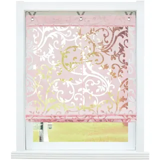 SCHOAL Raffrollo ohne Bohren Raffgardinen Ausbrenner Gardinen Transparent Ösenrollo Vorhänge mit Ösen 1 Stück BxH 60x130 cm Rosa