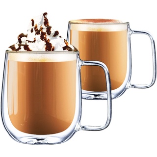 cmxing Doppelwandige Gläser Set Thermoglas Kaffeeglas Trinkgläser 2-teiliges für Espresso Tee Latte Cola Cappuccino Getränk (Transparent-300ml)