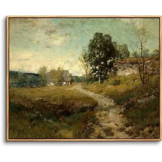 Famanu Leinwandbild Vintage Landweg Landschaft - Wanddekoration für Schlafzimmer/Küche/Büro/Badezimmer